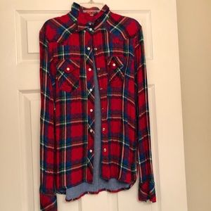 True religion plaid button up shirt